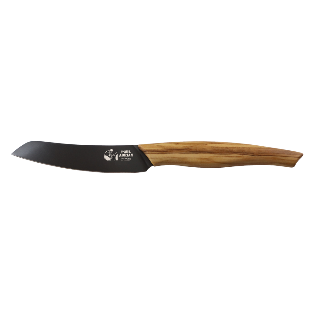 Beluga Officemesser with olive wood handle and black blade design for kitchen use.
