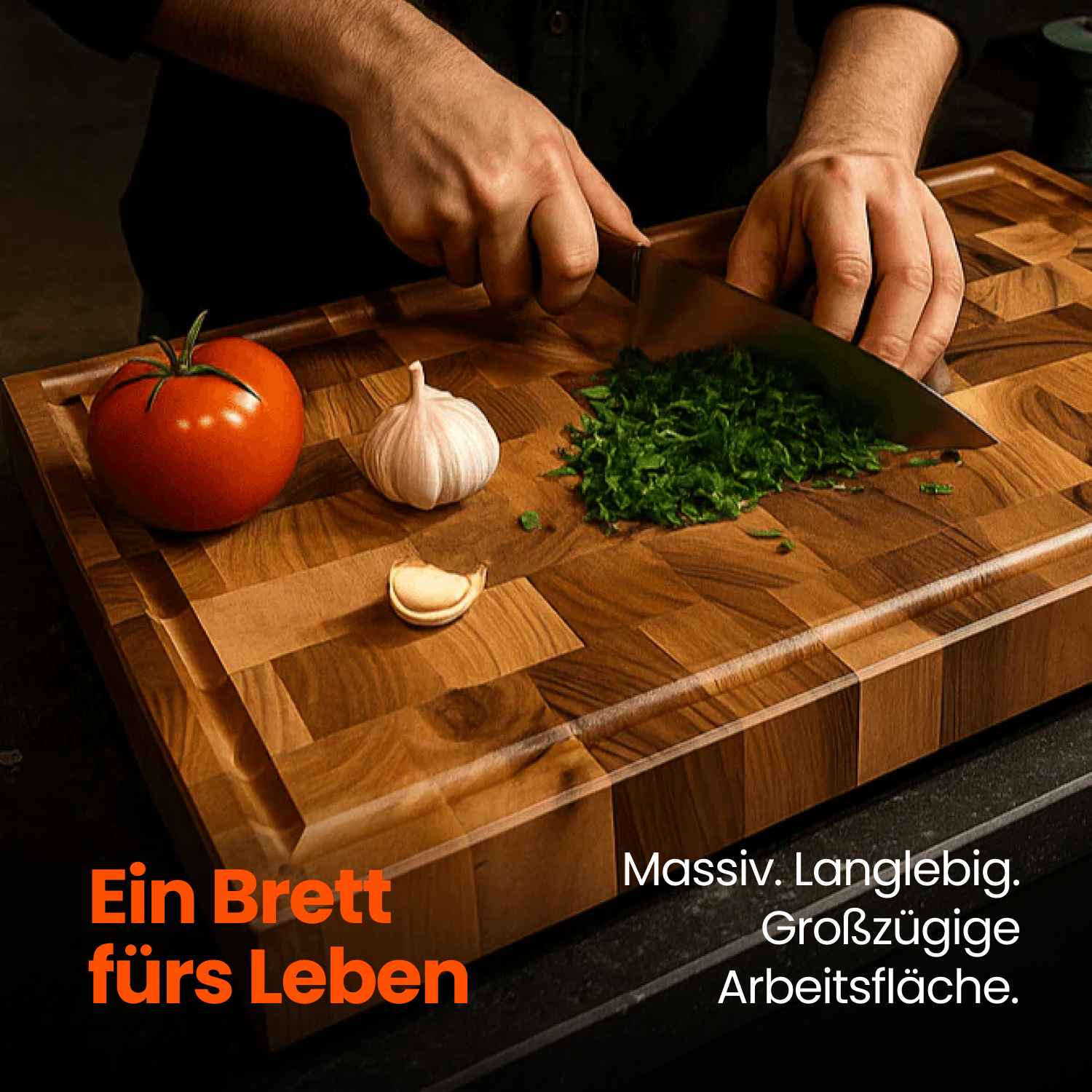 Walnut end grain cutting board including cutting board stopper