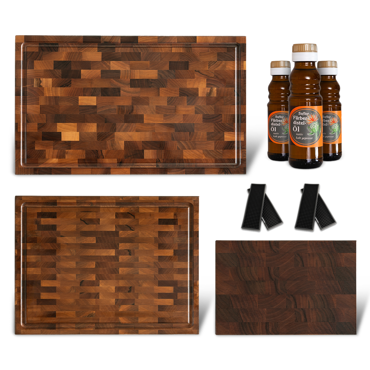 Premium Nussbaum Schneidebrett 8er Set